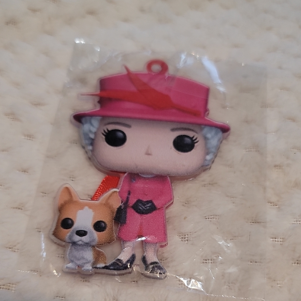 Queen Elizabeth II with Corgi Dog FUNKO POP Flat Hanging Ornament (NIB)